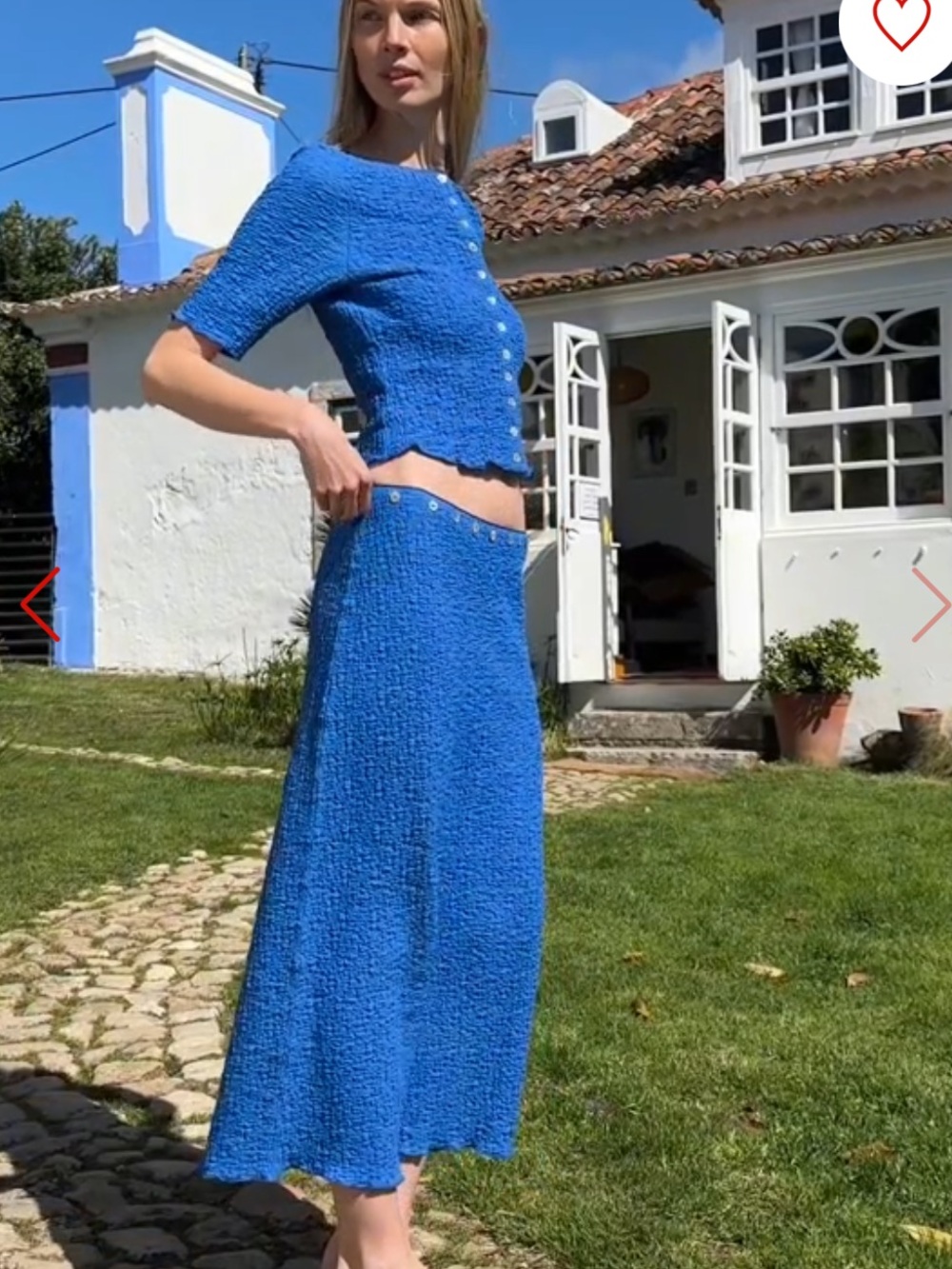 Lisa Says Gah Cobalt Blue Eyelet-Trim Maxi Skirt